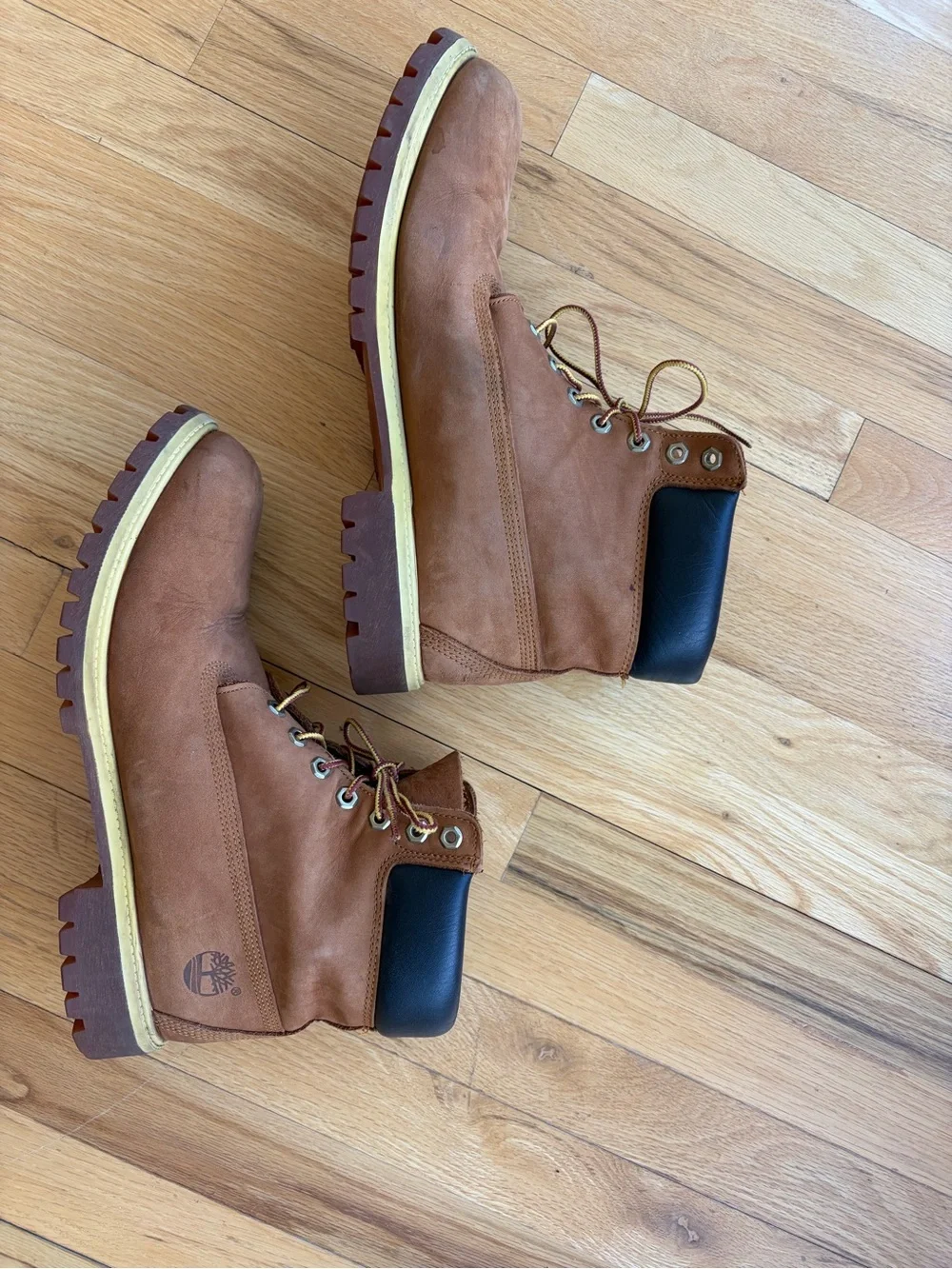 Timberland Men's Wheat Nubuck Work Boots with Black Collar